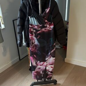Express Asymmetrical Dress in Black and Pink Floral
